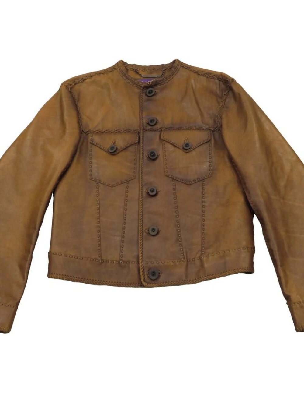 Ralph Lauren Purple Label Womens Small Calf Skin Leather Jacket Rancher Frontier